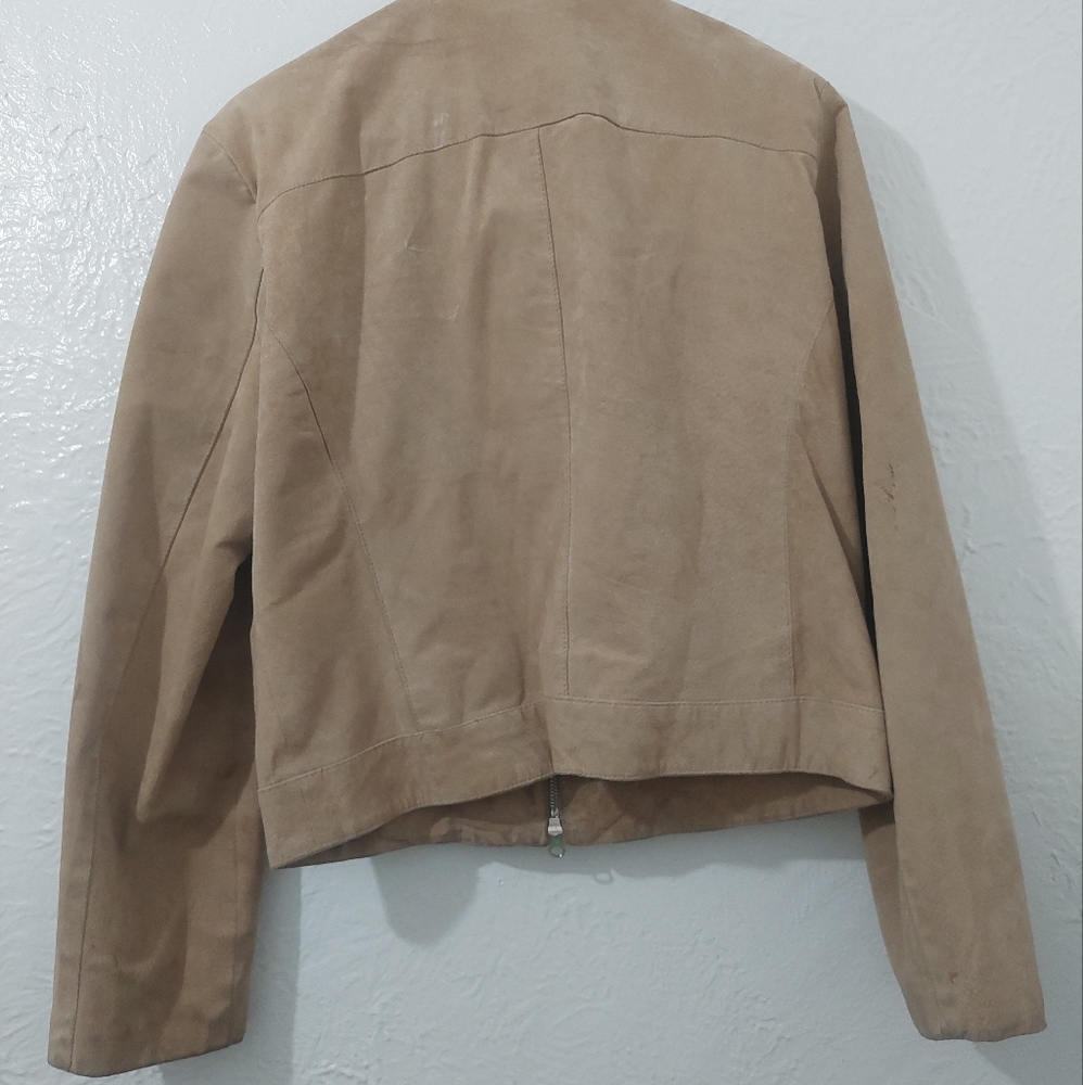 Women's Suede Jacket - Vintage Smart Set Large Camel Colour - Picture 4 of 7